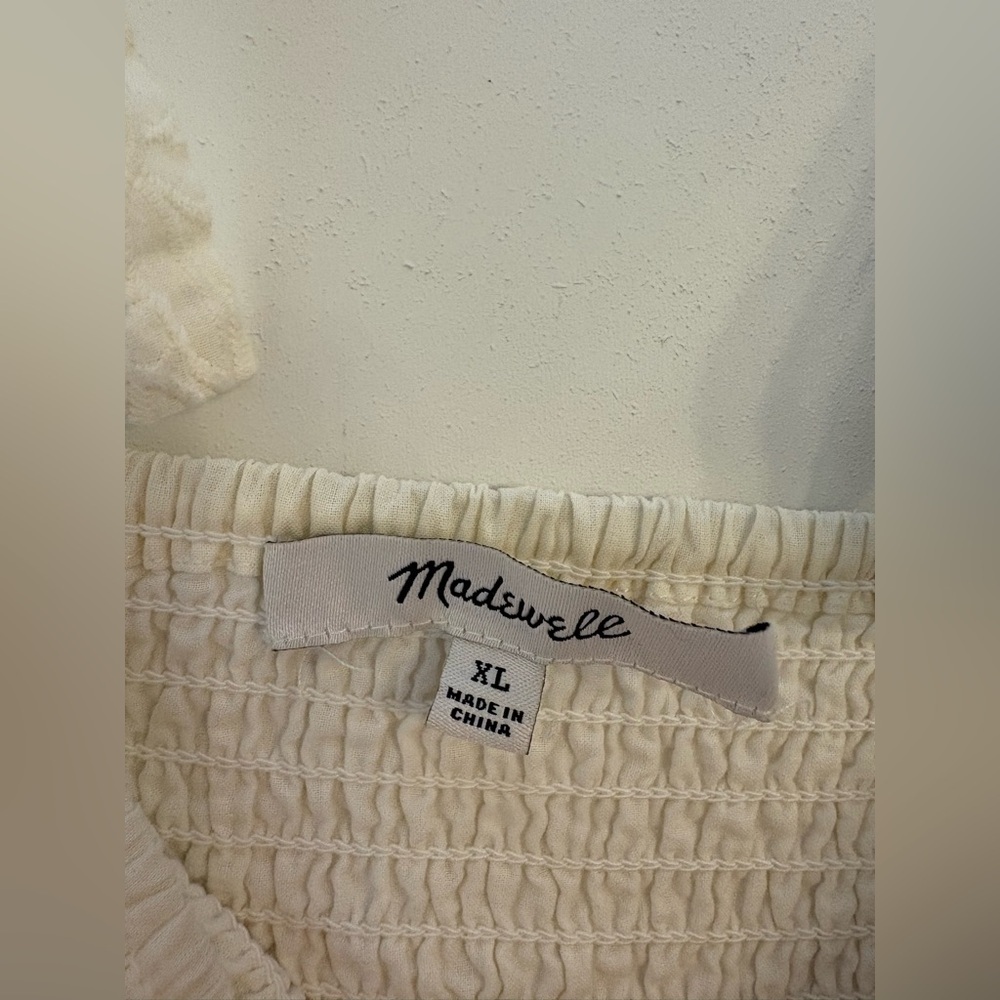 MADEWELL Eyelet Lucie Tie-Strap Tiered Midi Dress Off White Sz XL - Picture 10 of 11